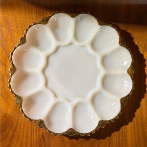 Vintage Anchor Hocking Fire-King Milk Glass Deviled Egg Plate